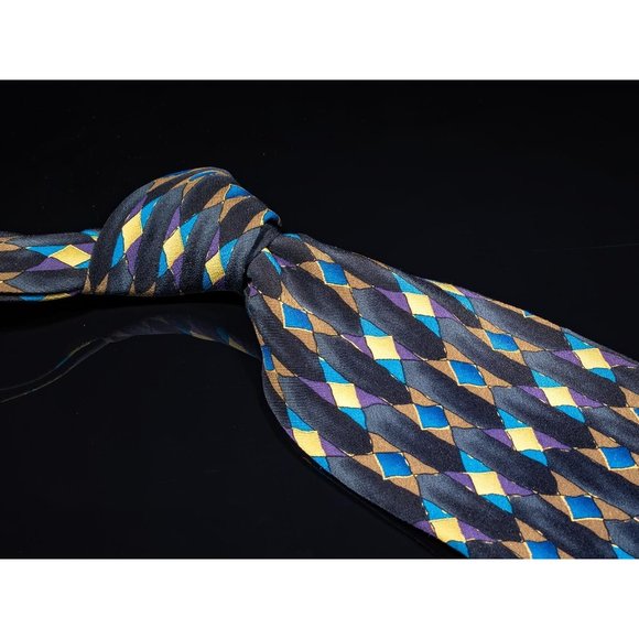Jerry Garcia Black Blue Abstract Silk Tie "Lady With Argyle Socks" Collection 14 - Picture 1 of 5